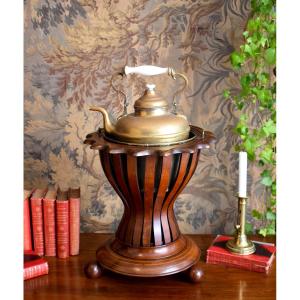 Dutch Tea Stove, Mahogany And Marquetry Filet, Holland, 19th Century