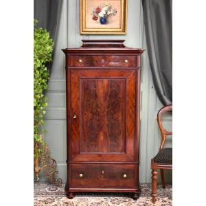 Bonnetière , Cabinet In Flamed Mahogany, Biedermeier, First Half 19th Century