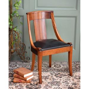 Restoration Style Office Chair, Leather Seat, Early 20th Century