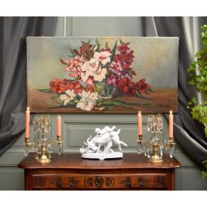 "gladioli," Oil On Canvas, Signed C. Bonnet, 1951, Still Life