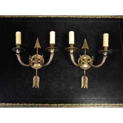 Paire d&#039; Appliques De Style Empire En Bronze