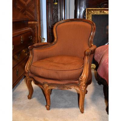 Bergère à Cinq Pieds, Fauteuil à 5 Pieds, Style Louis XV, Epoque XIXeme