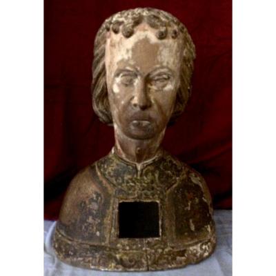 Polychrome Bust Saint Reliquary 