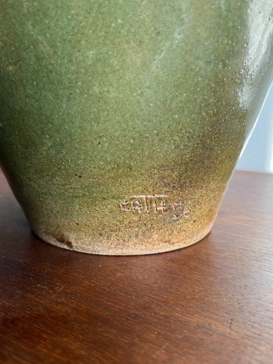 Vase En Céramique Signé Cath -photo-2