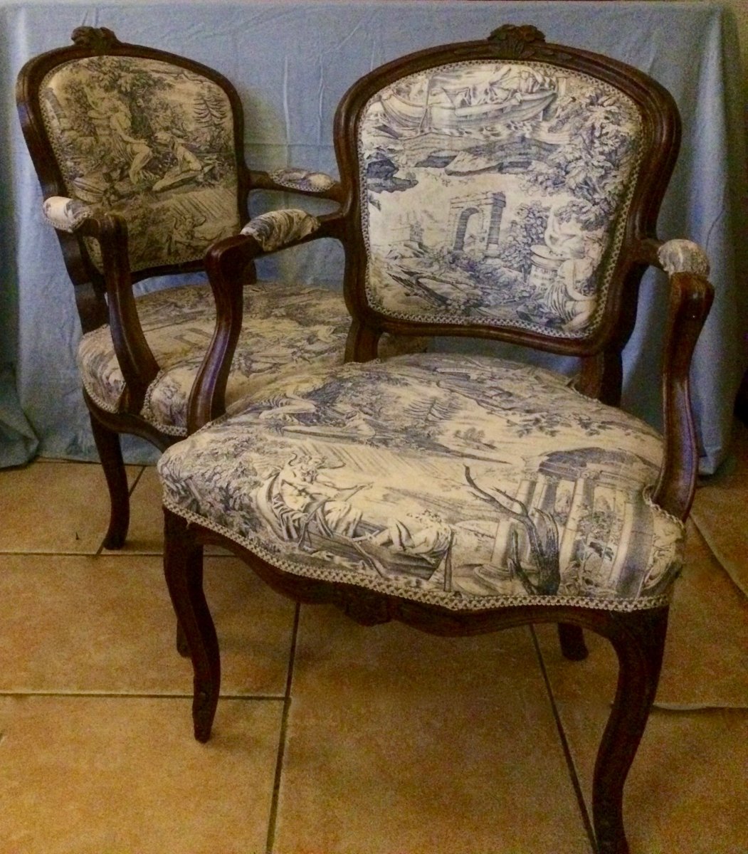 Pair Of Louis XV Cabriolet Armchairs