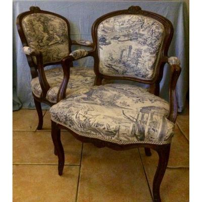 Pair Of Louis XV Cabriolet Armchairs