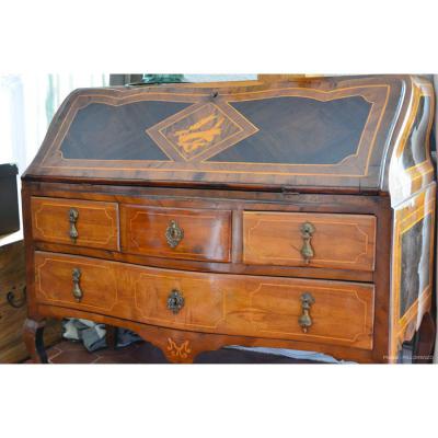 Bureau Dos d'âne marqueté Louis XV