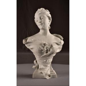 Buste De Jeune Fille. Raymond Laporte Limoges. 1880