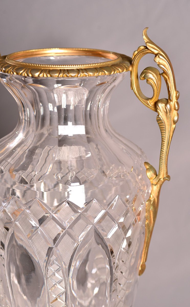 Imposing Crystal And Bronze Vase. 75cm.-photo-1