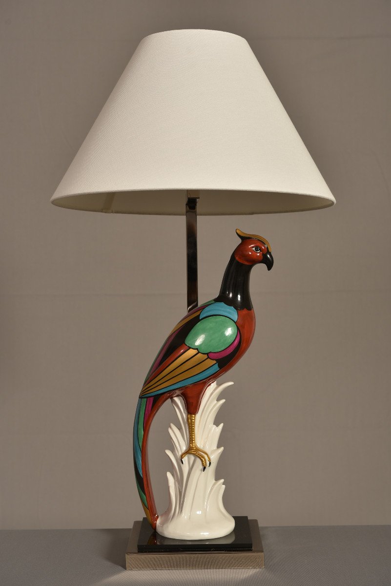Lampe En Porcelaine Italienne. Design Années 70