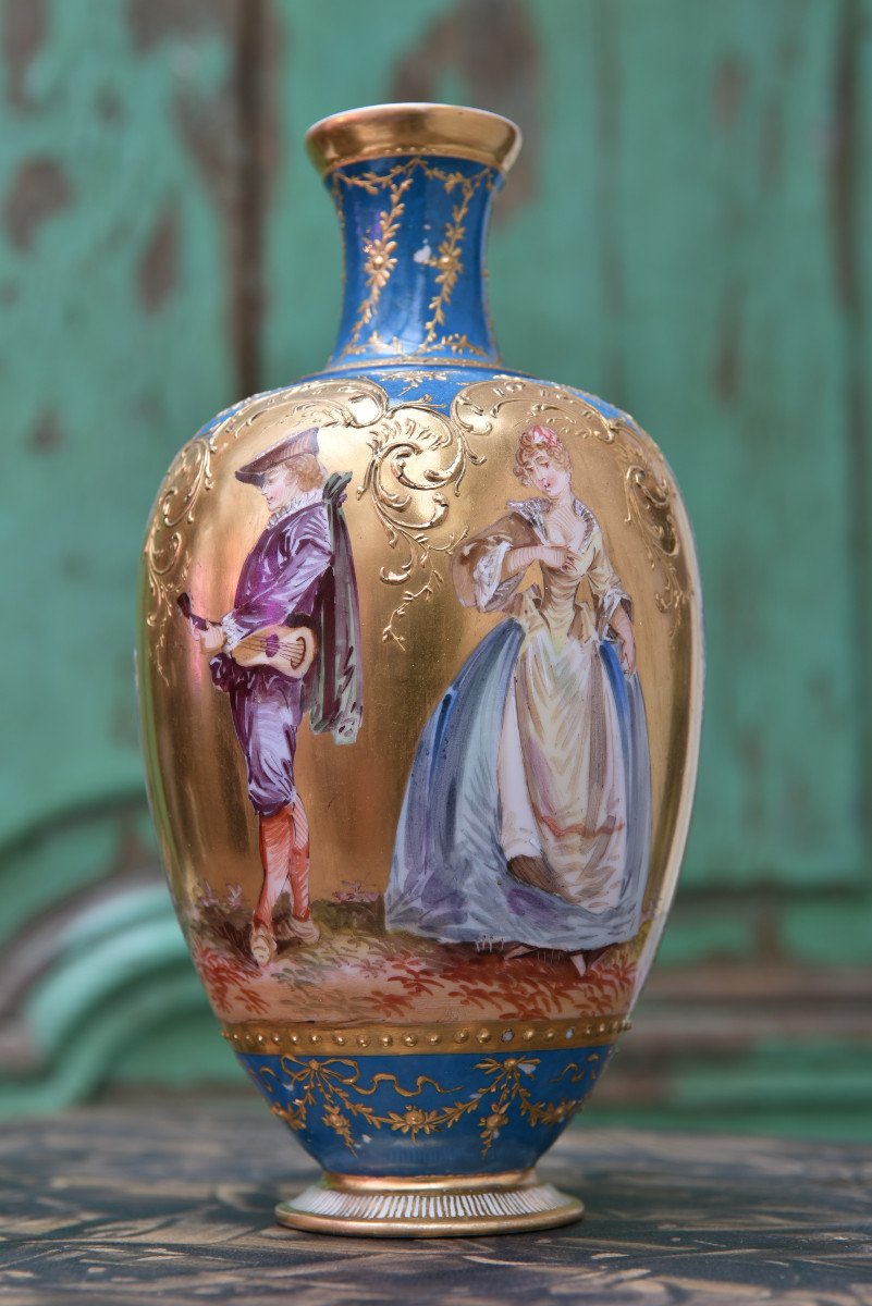 Berlin Kpm Vase . Commedia Dell´arte.1880.-photo-2