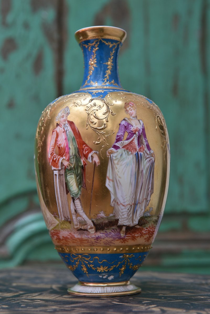Berlin Kpm Vase . Commedia Dell´arte.1880.-photo-3