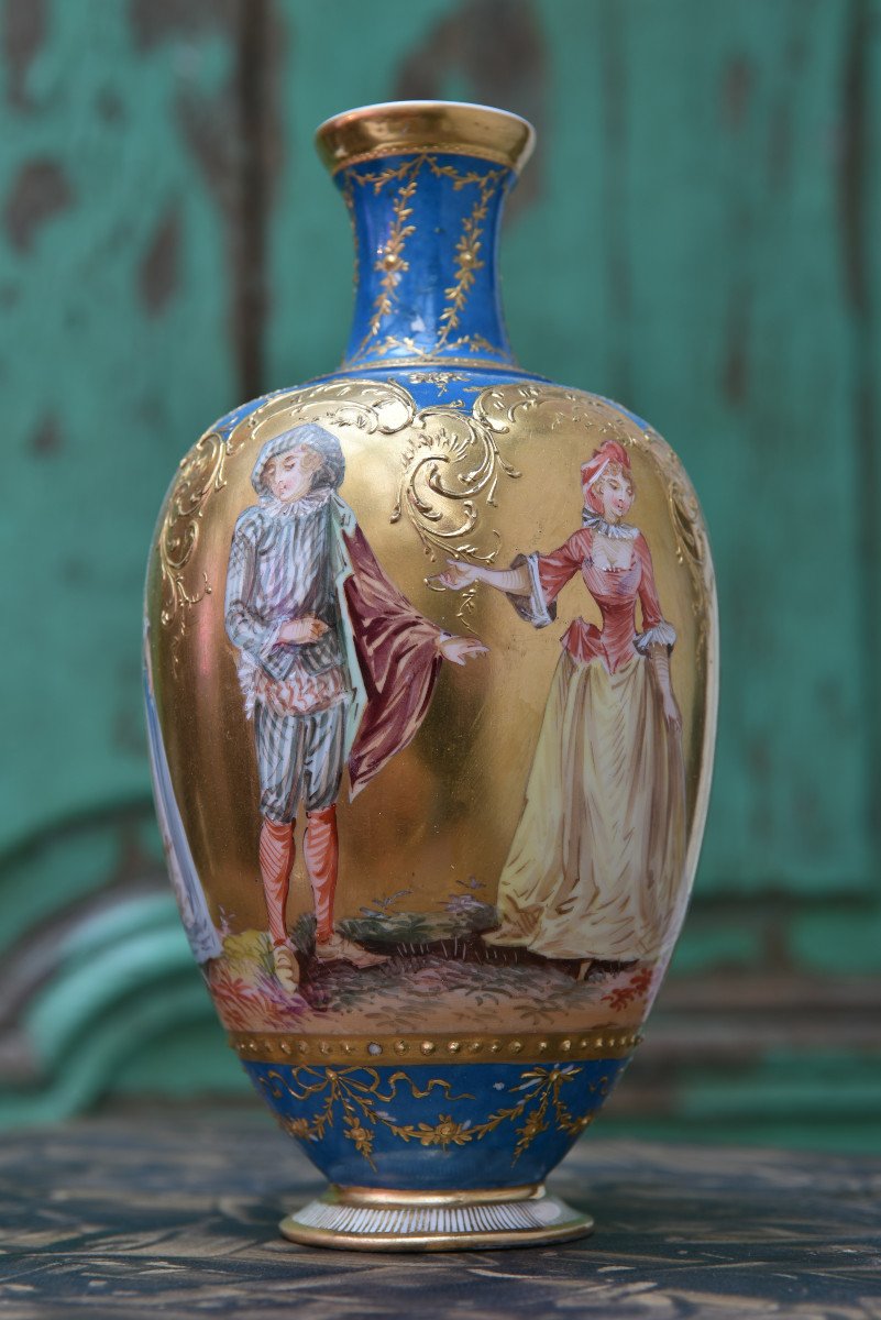 Berlin Kpm Vase . Commedia Dell´arte.1880.-photo-2