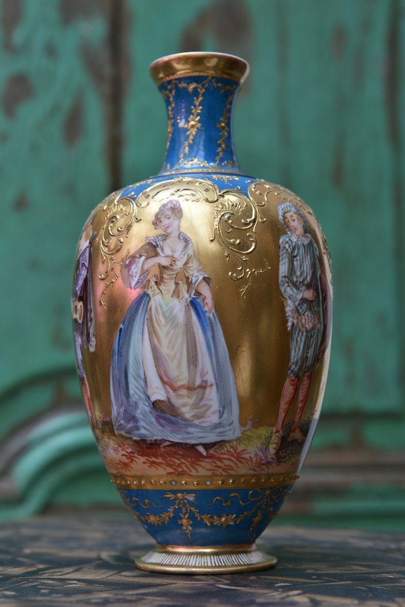 Berlin Kpm Vase . Commedia Dell´arte.1880.-photo-3