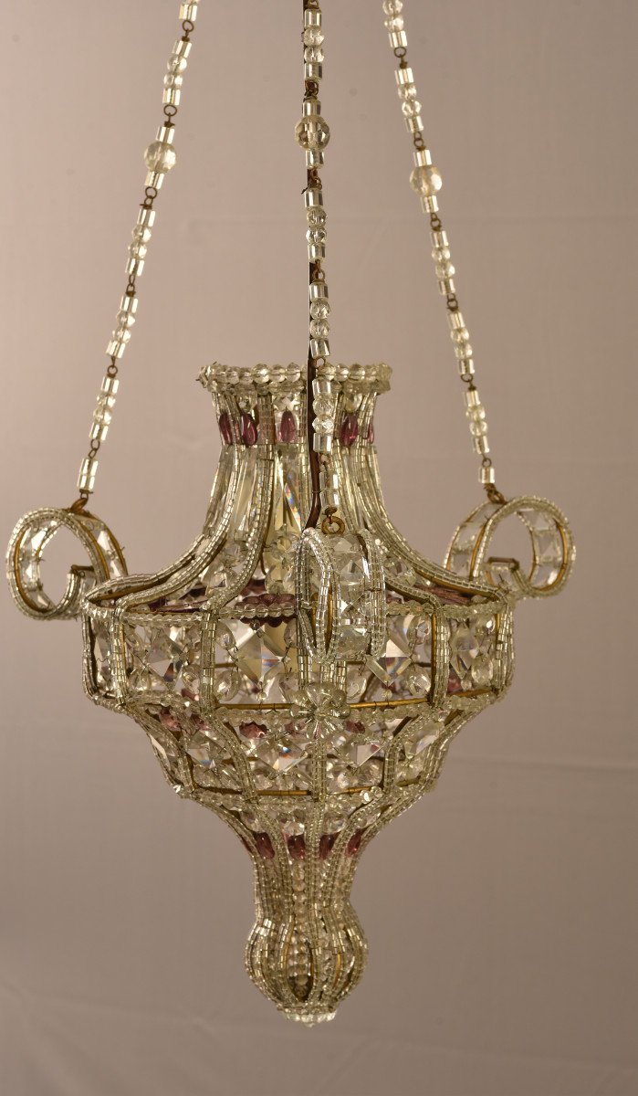 Lustre. Suspension En Cristal. Design Des Années 50.-photo-3