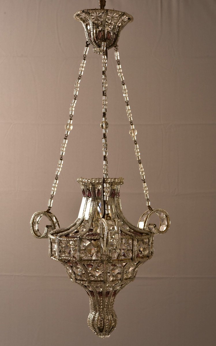 Lustre. Suspension En Cristal. Design Des Années 50.-photo-4