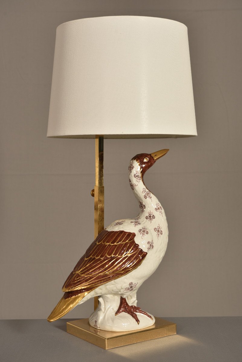 Lampe Italienne En Porcelaine. Design Des Années 60.-photo-2