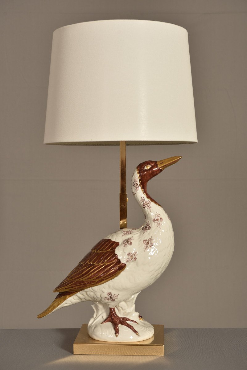 Lampe Italienne En Porcelaine. Design Des Années 60.