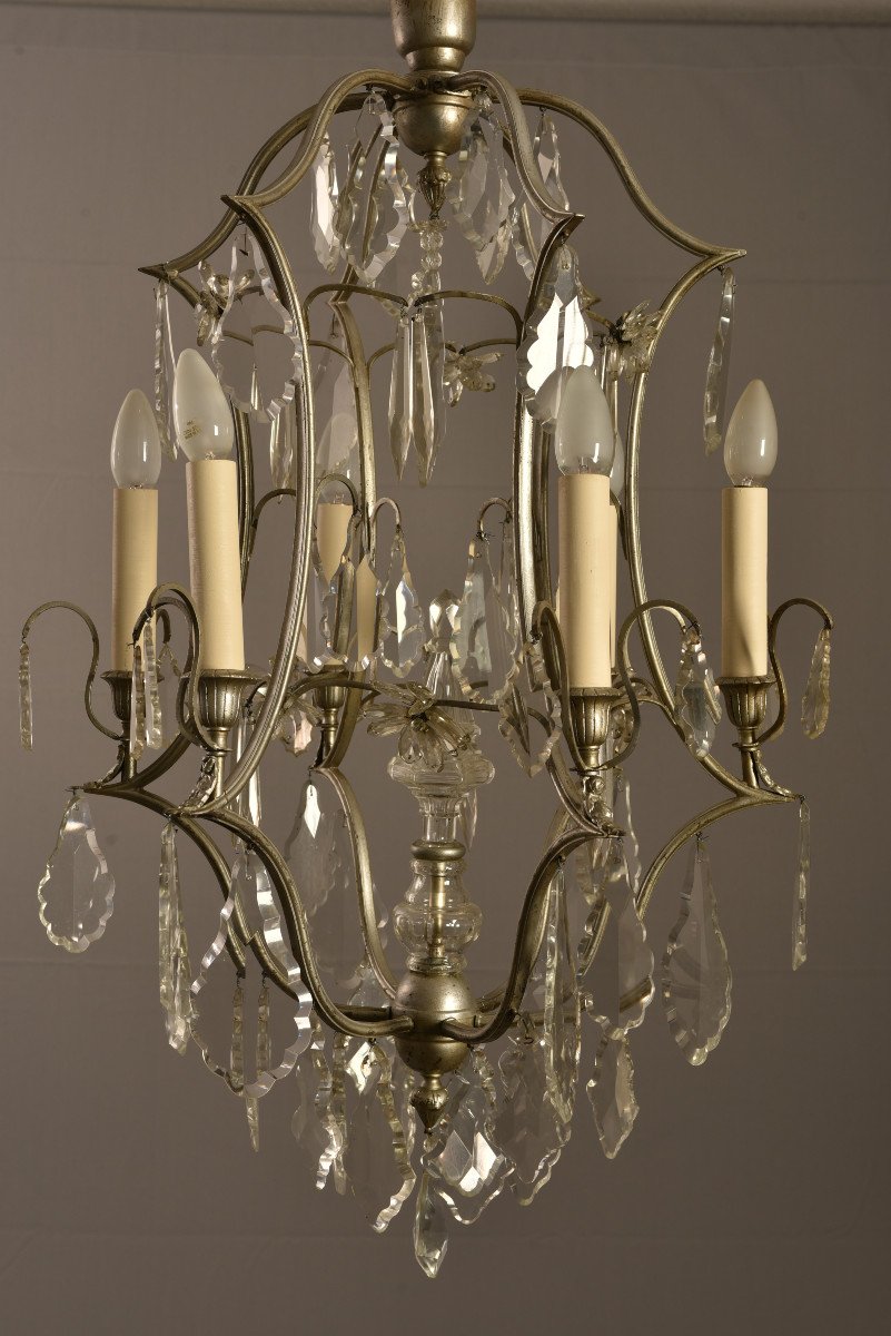 Imposing Silver Cage Chandelier. 1920.-photo-7