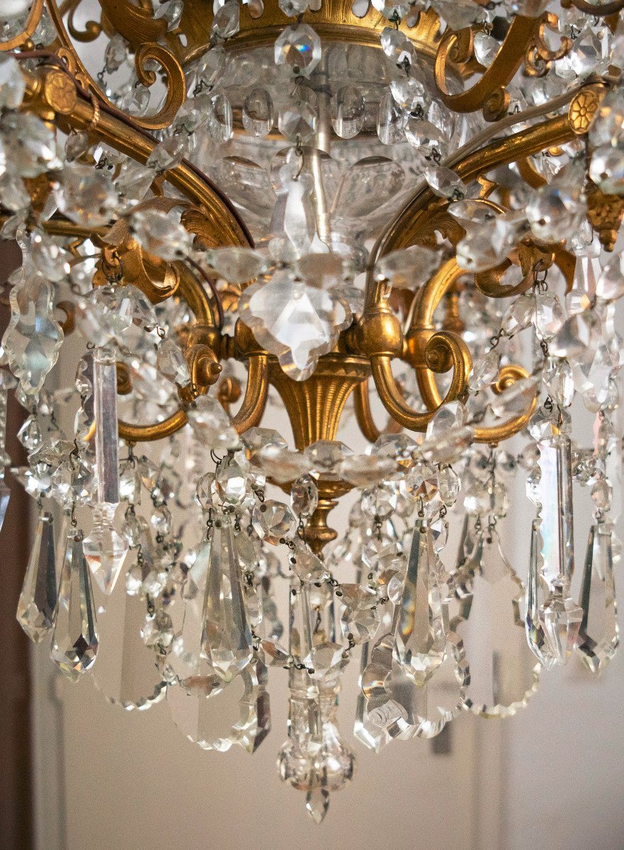 Imposant Lustre En Bronze Et Cristal. Baccarat.-photo-7