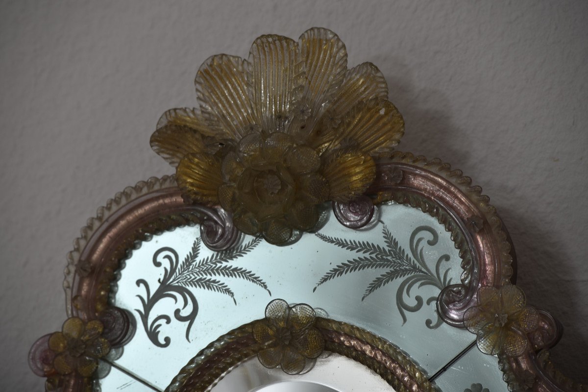 Miroir biseauté vénitien ancien 72x48cm