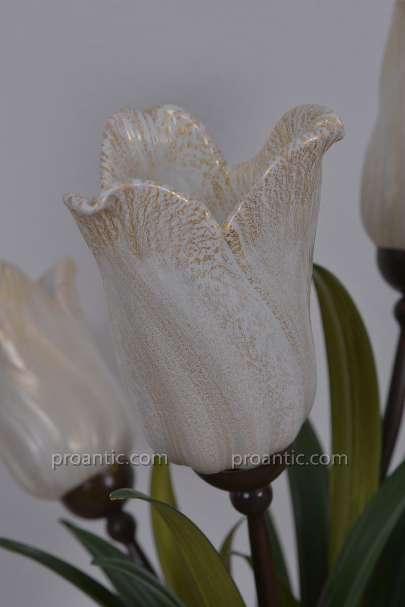 Murano. Lampe. Bouquet De Tulipes Dans Un Vase En Cristal-photo-4