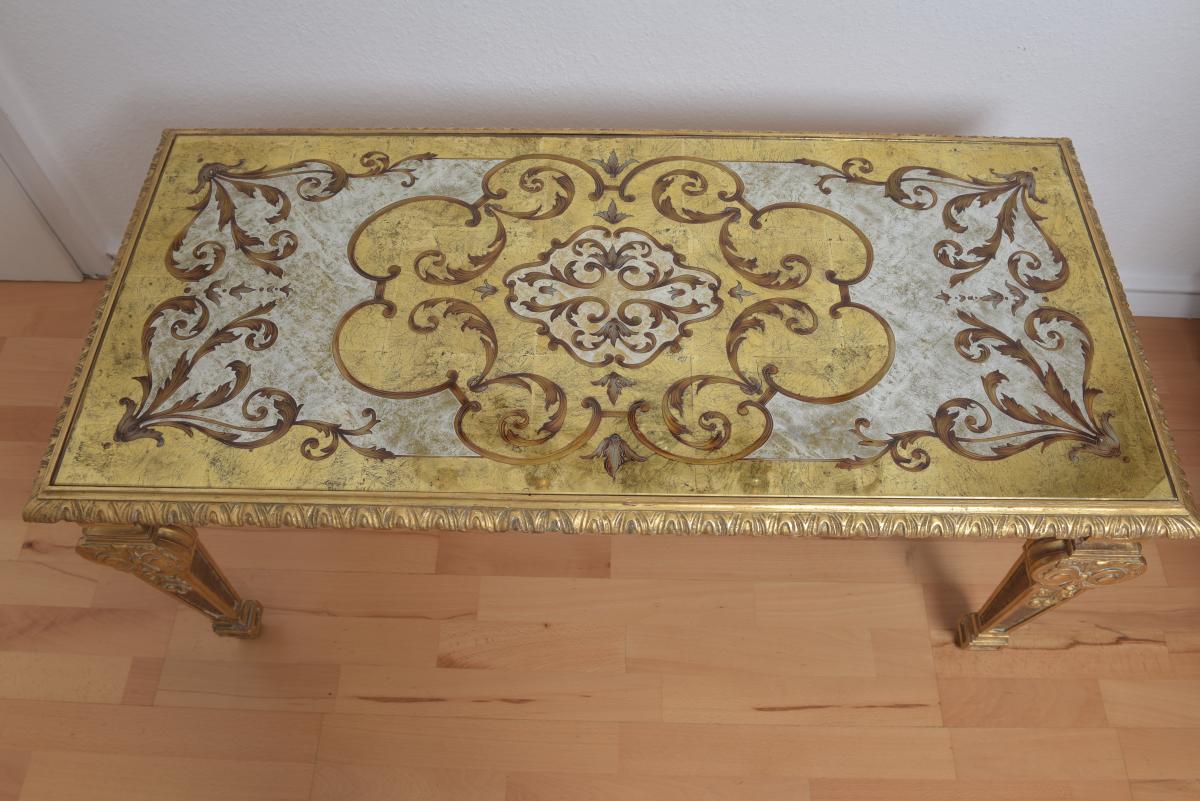 Table basse en laiton et verre John Widdicomb Hollywood Regency En