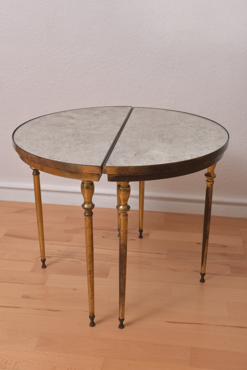 Tripartite Coffee Table Around 1950 In The Taste Of Jansen Or Charles House.-photo-2