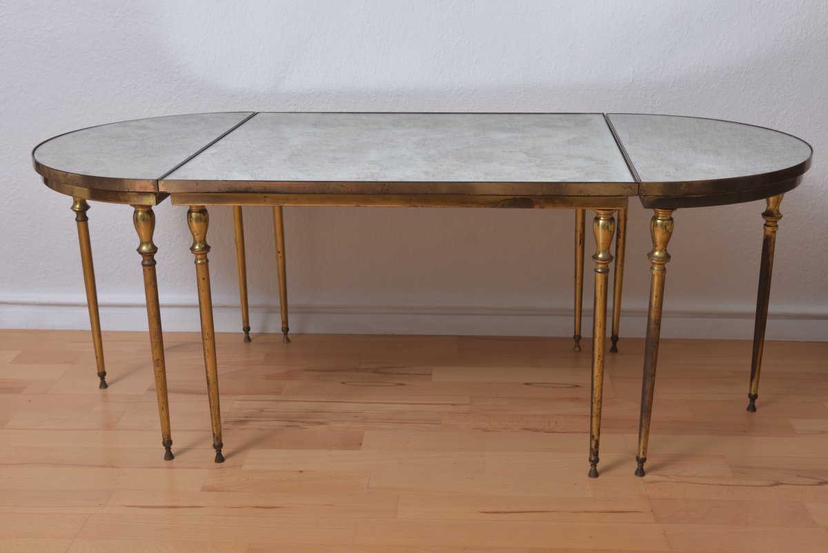 Tripartite Coffee Table Around 1950 In The Taste Of Jansen Or Charles House.-photo-4