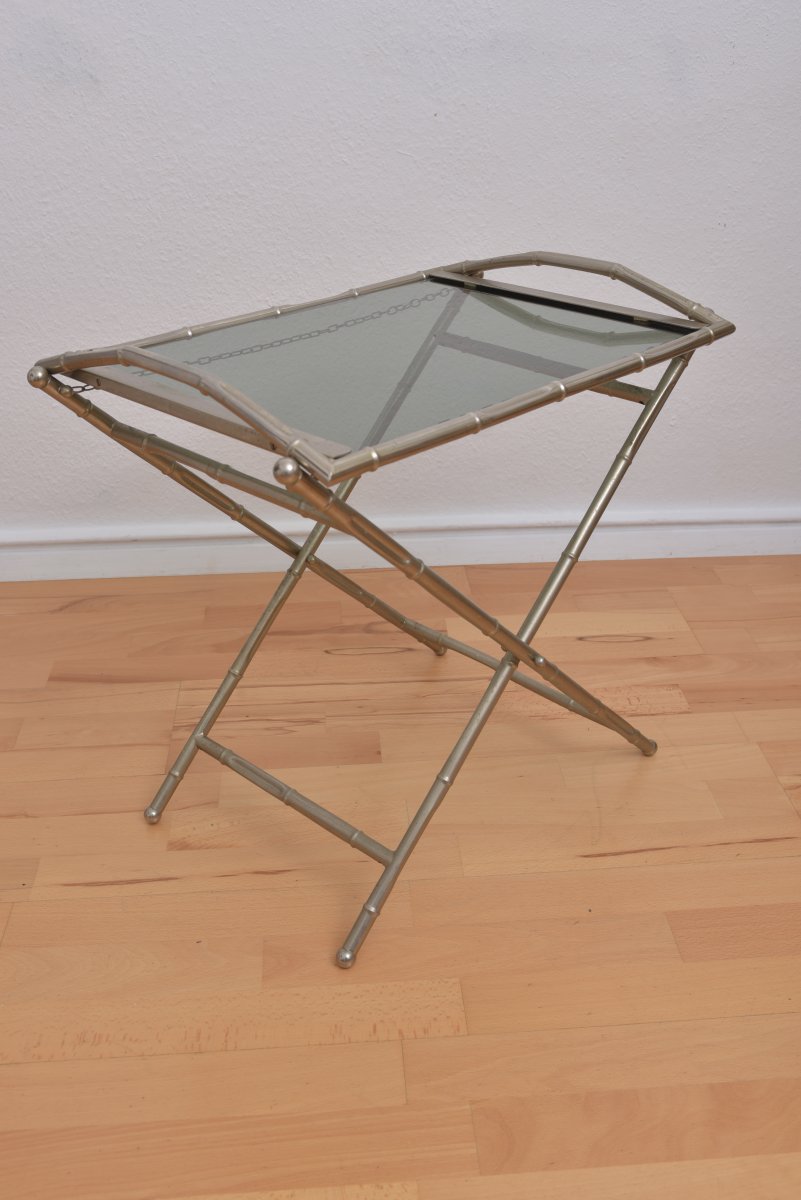 50s Bamboo Decor Folding Table.-photo-3