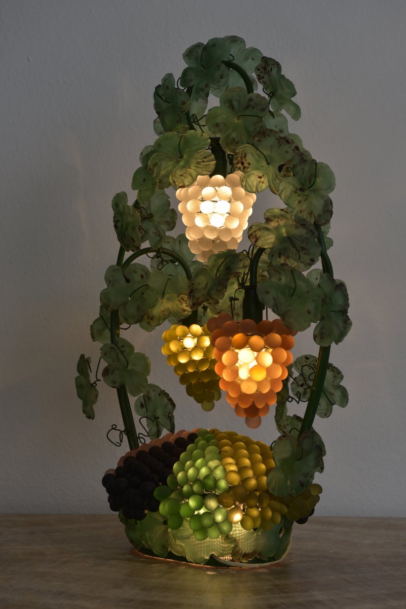 Lampe. Cesare Toso. Corbeille De Raisins. Murano 1970.-photo-3