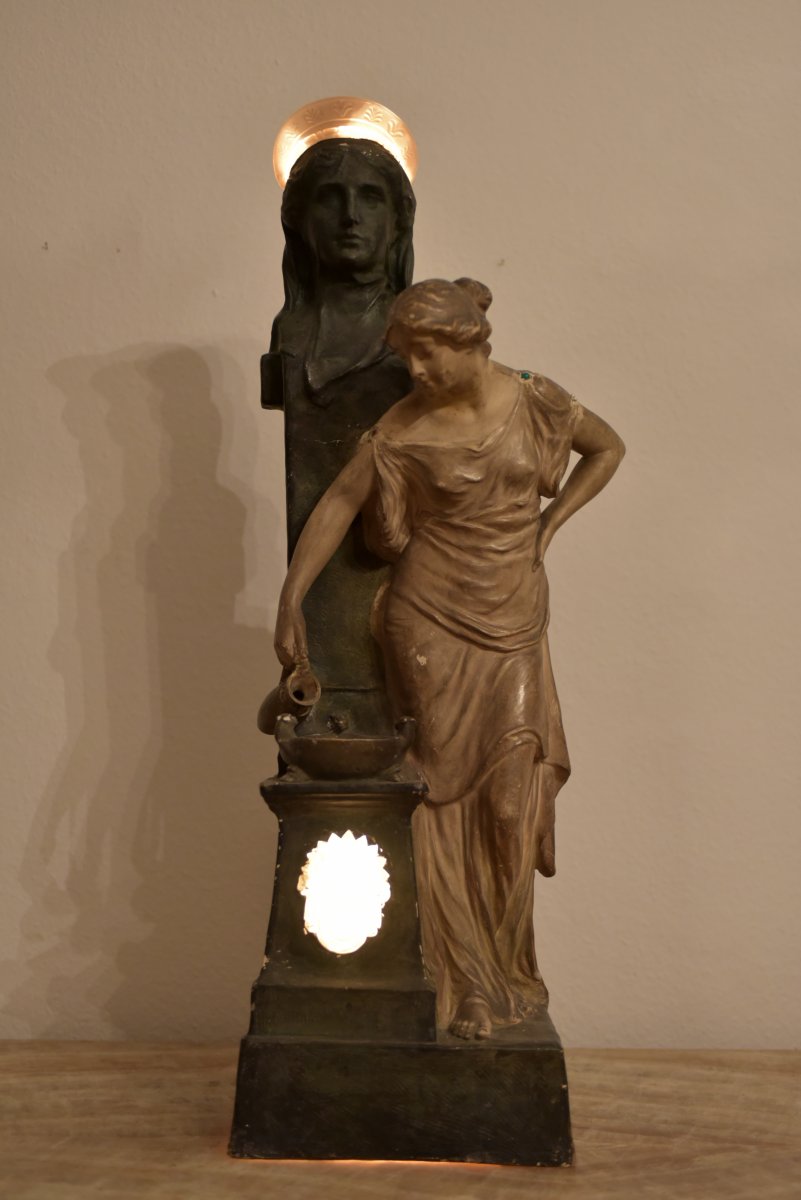 Goldscheider.  Imposante Sculpture Signée E. Tell.  Art Nouveau. 90cm-photo-2