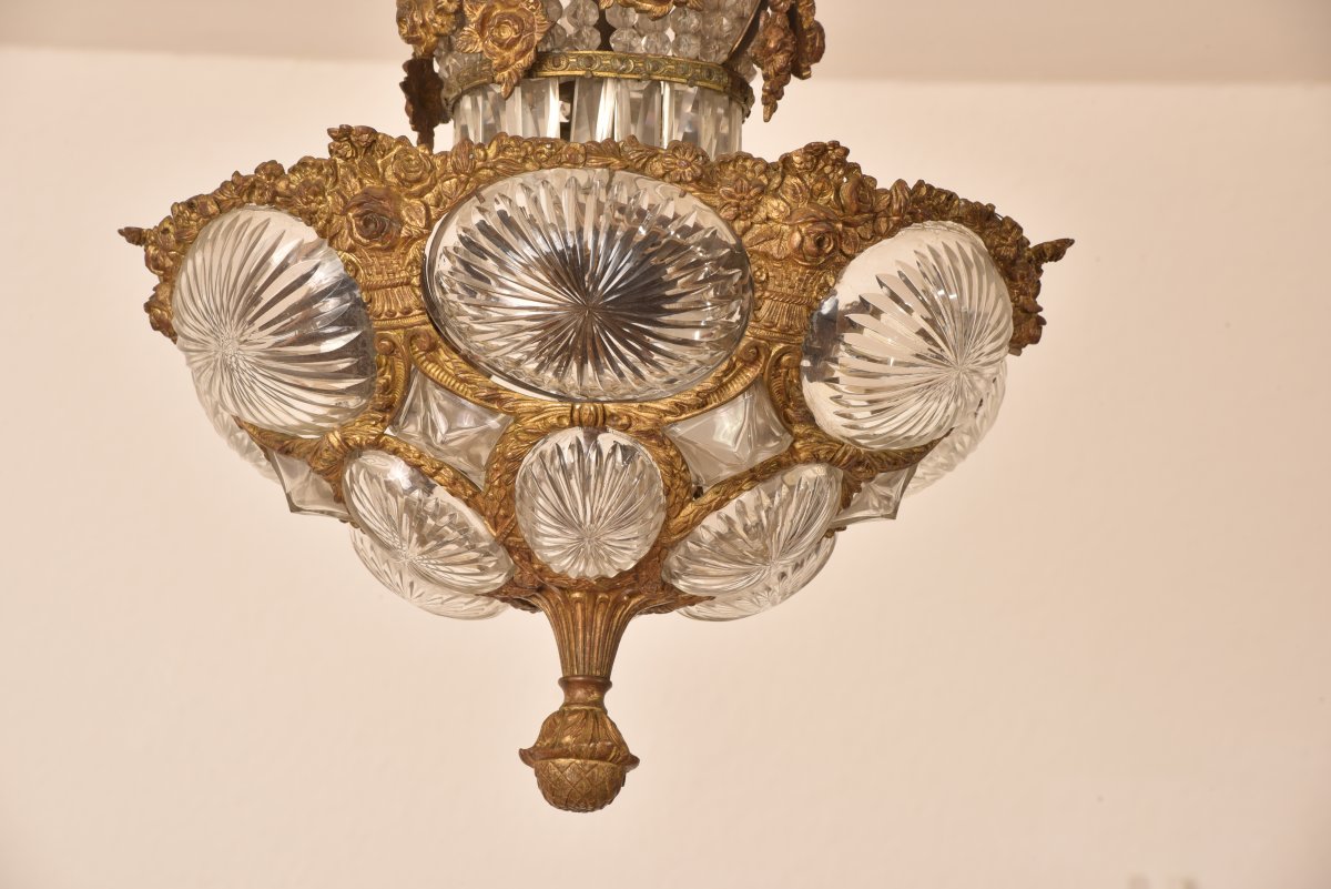 Suspension. Ceiling. Gilt Bronze And Crystal. Napoleon III.-photo-2