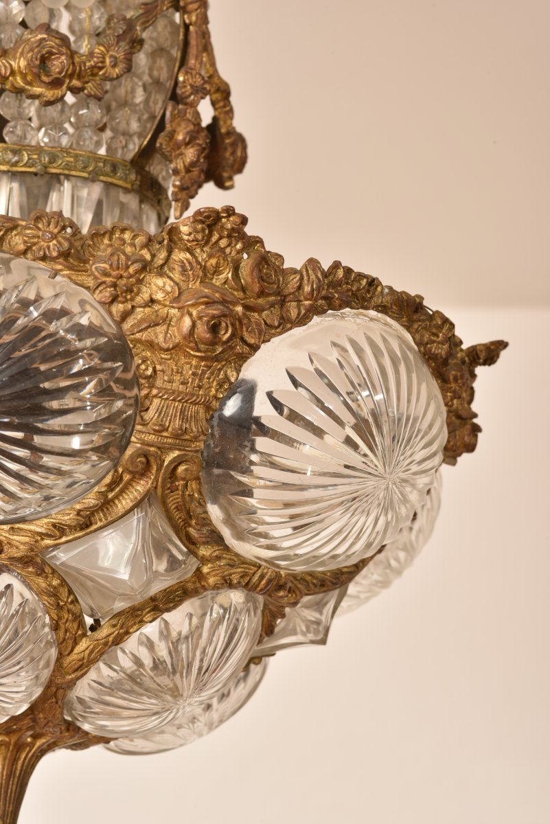 Suspension. Ceiling. Gilt Bronze And Crystal. Napoleon III.-photo-2