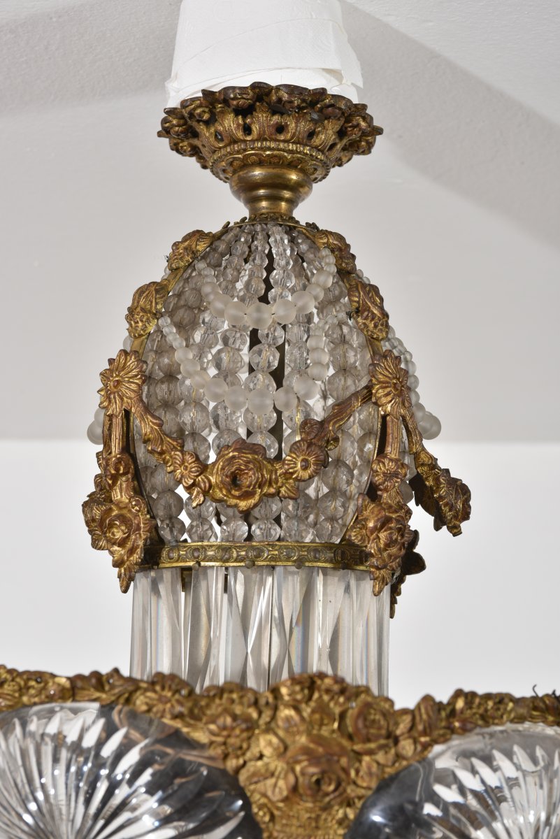 Suspension. Ceiling. Gilt Bronze And Crystal. Napoleon III.-photo-6