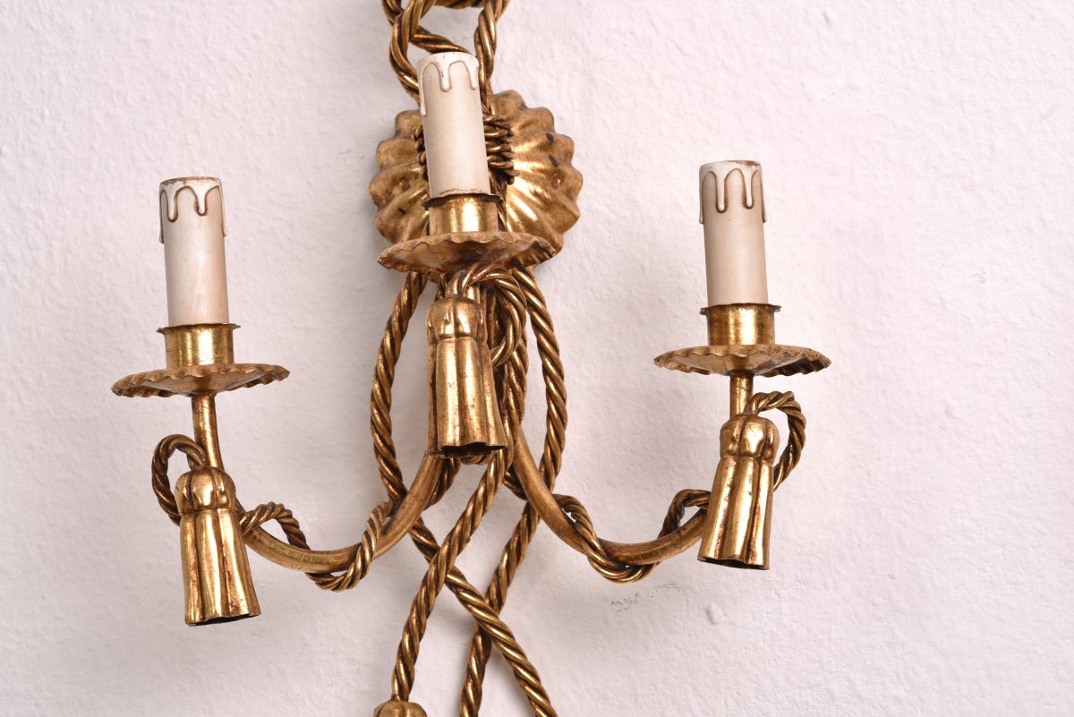 Gold Metal Sconces. 1960s.-photo-4