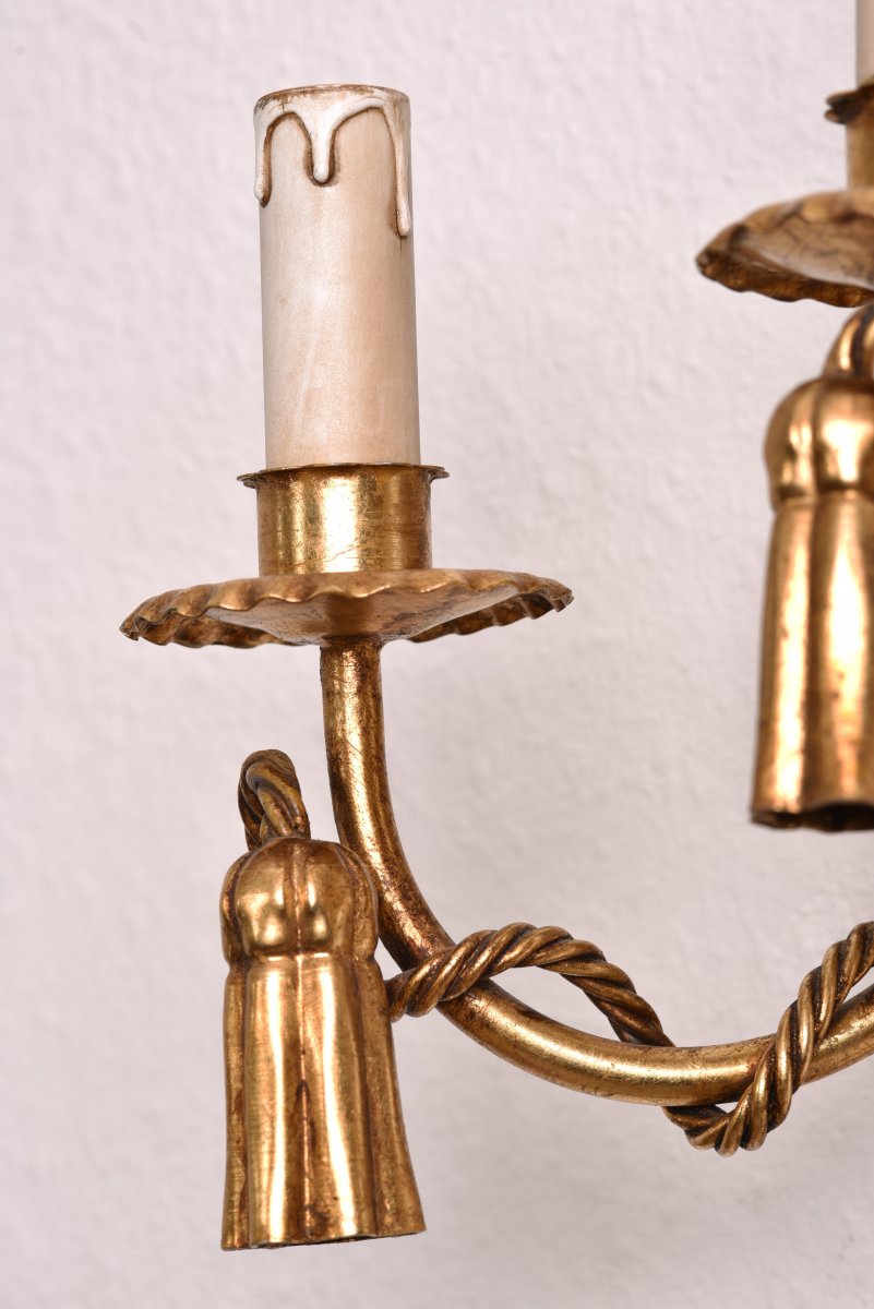 Gold Metal Sconces. 1960s.-photo-4