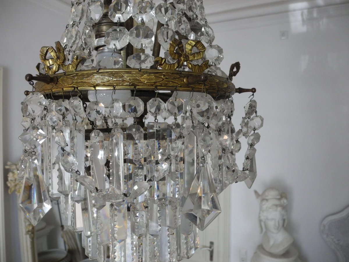 Chandelier In Bronze And Crystal. Candlestick. 1900.-photo-2