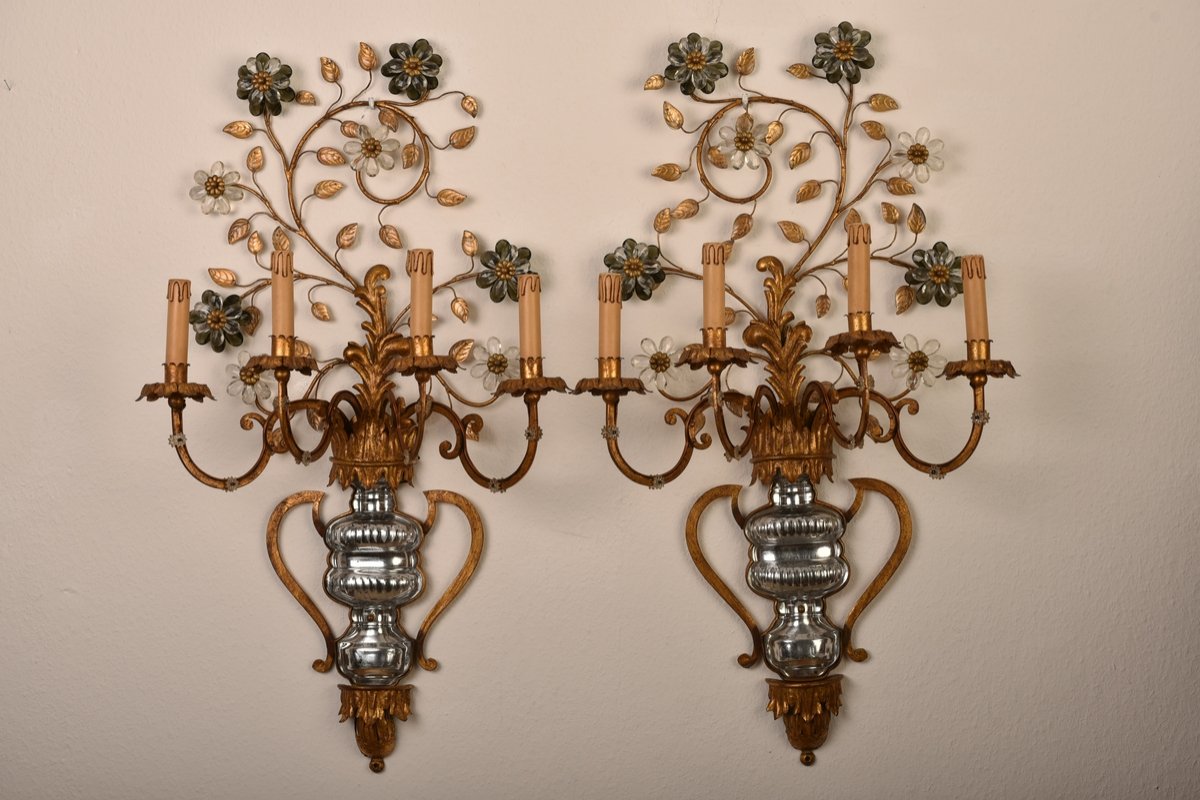 Imposing Pair Of Sconces. Baguès House. 1960.