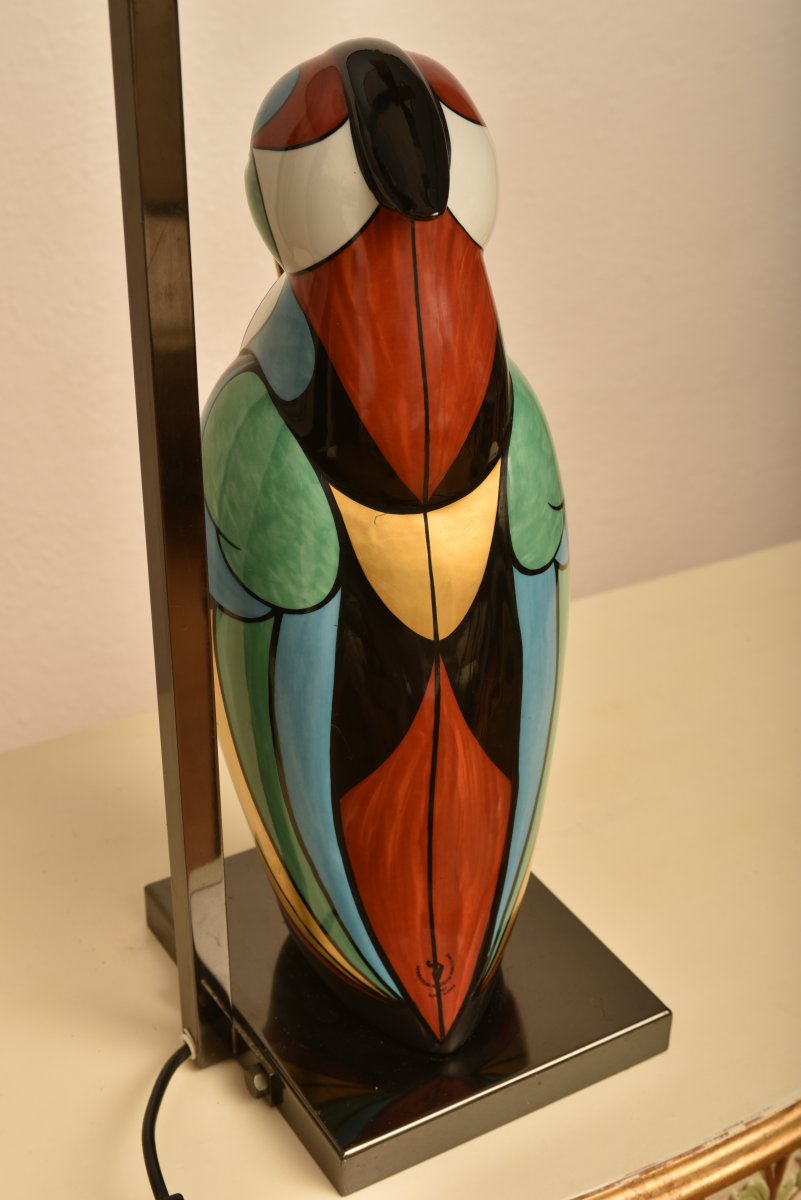 Lampe Toucan En Porcelaine. Italie 1970. Le Porcellane Manifattura Artistica.-photo-3