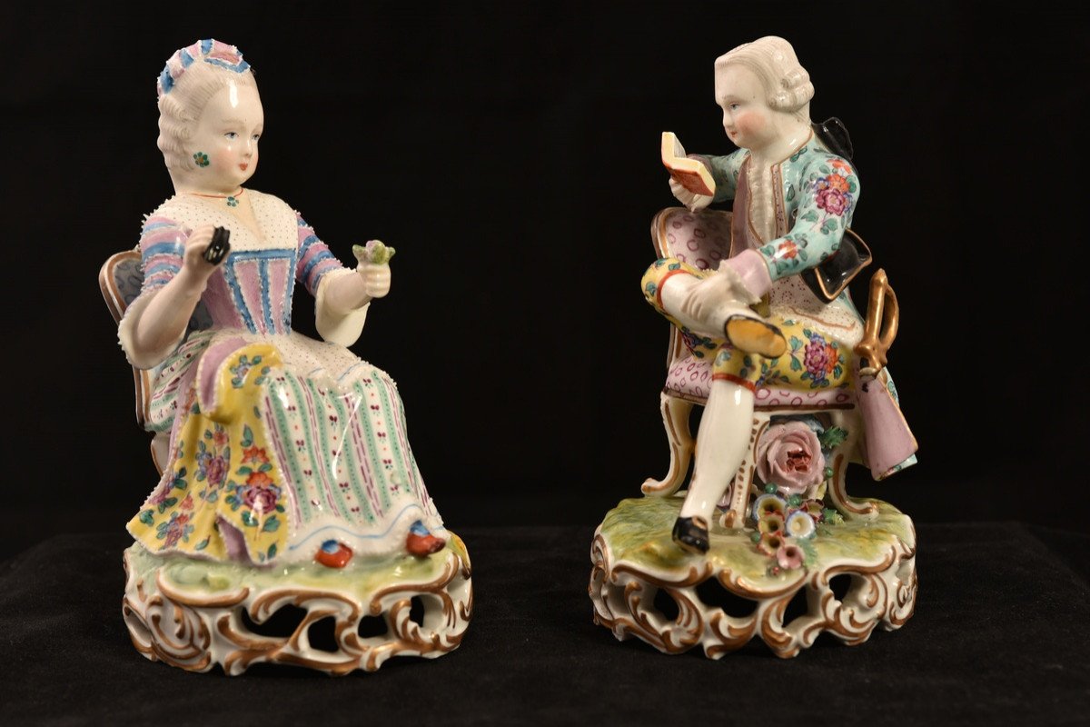 Meissen. Modèle Victor Acier. 1860. Couple Baroque.-photo-2