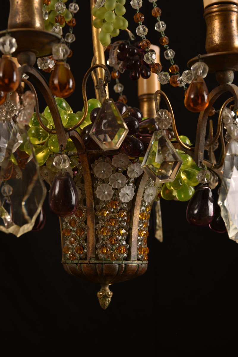 Art Nouveau Chandelier. Basket Of Grapes.-photo-2