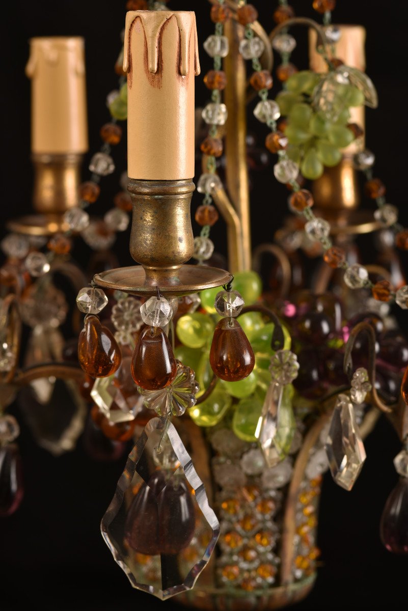 Lustre Art Nouveau. Corbeille De Raisins.-photo-7