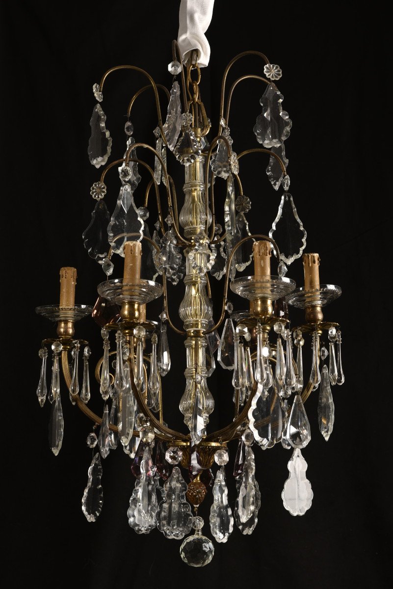 Napoleon III Chandelier Louis XV Style. Gilt Bronze And Crystal.-photo-2