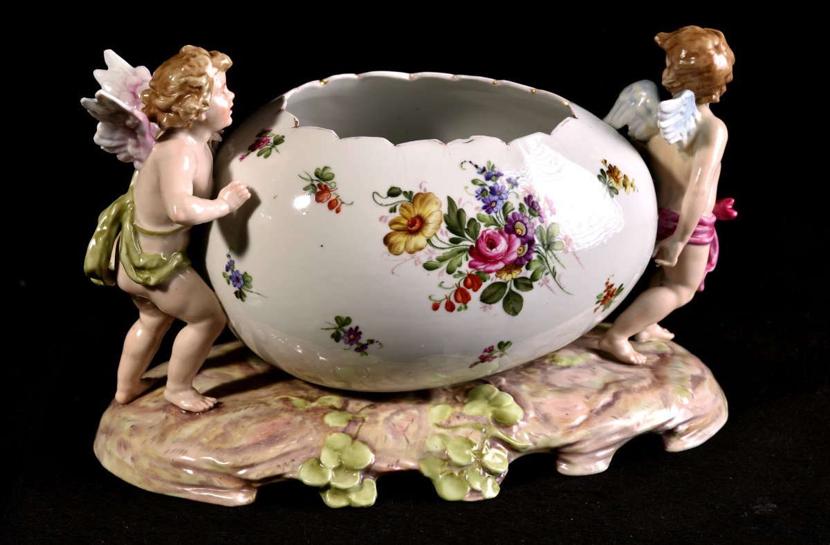 Important Centre De Table En Porcelaine Allemande . Plaue Vers 1900-photo-2