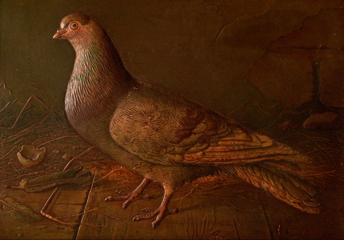 Doves In Repoussé Leather. 1900.-photo-4