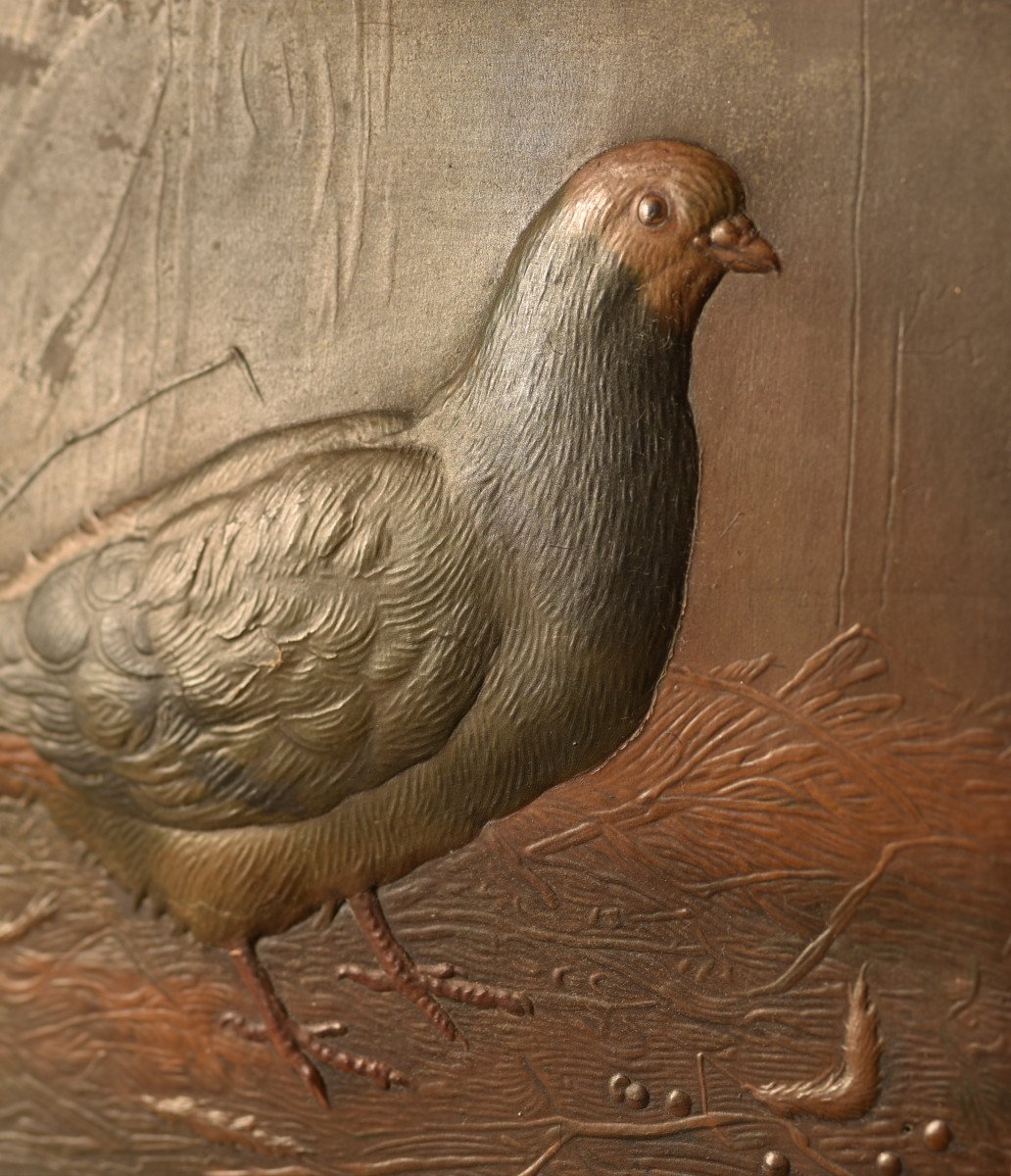 Doves In Repoussé Leather. 1900.-photo-4