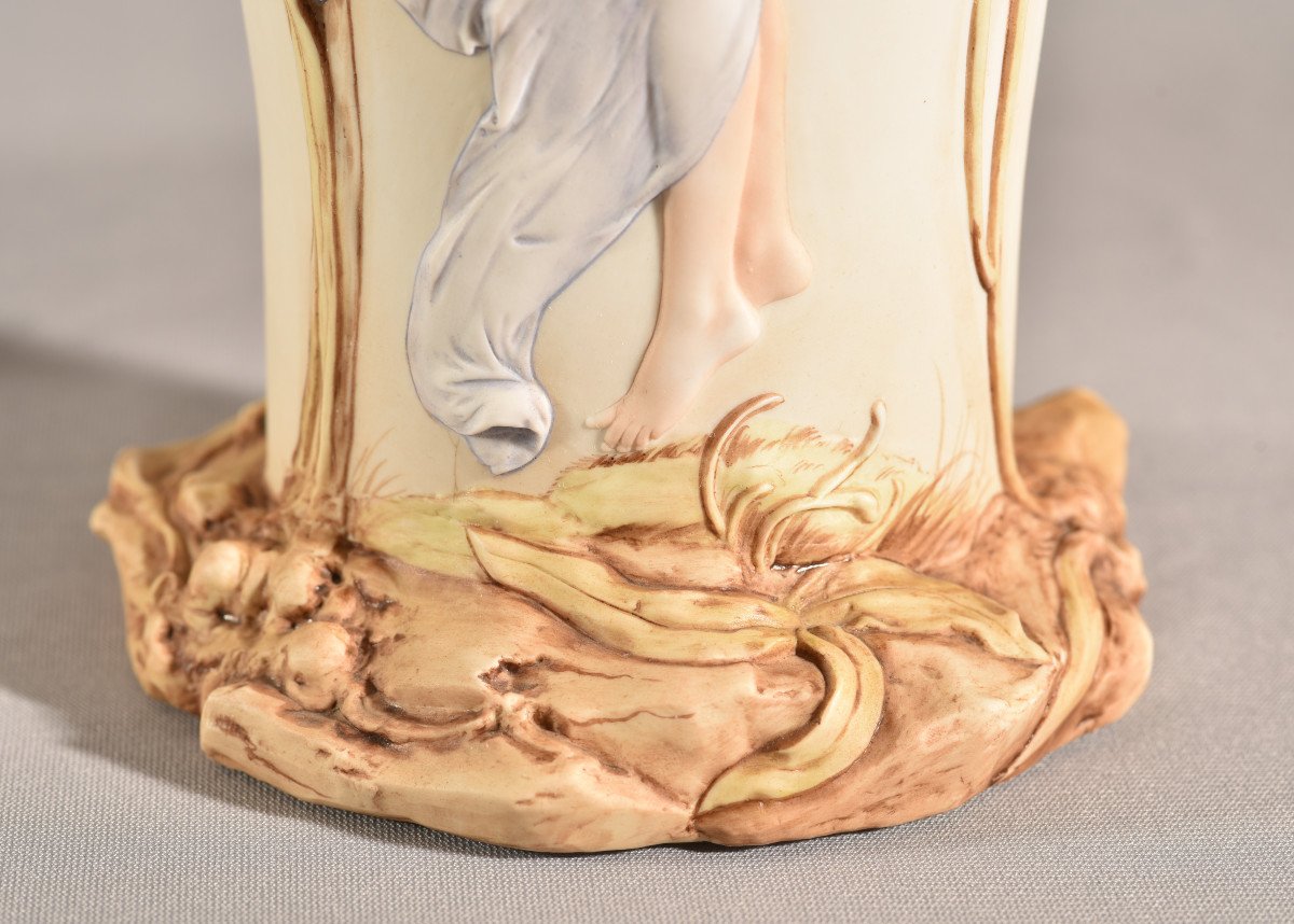 Important Pair Of Biscuit Vases. Art Nouveau 1910-photo-3
