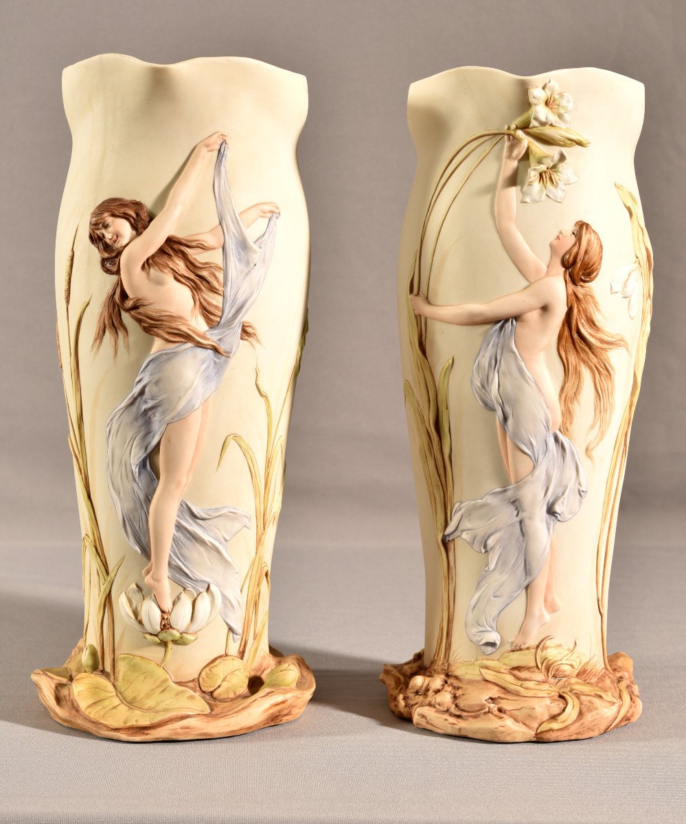 Importante Paire De Vases En Biscuit. Art Nouveau 1910-photo-8