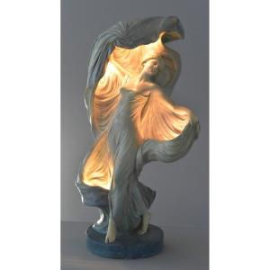 Loie Fuller. Terre cuite signée. Art Nouveau. Lampe.